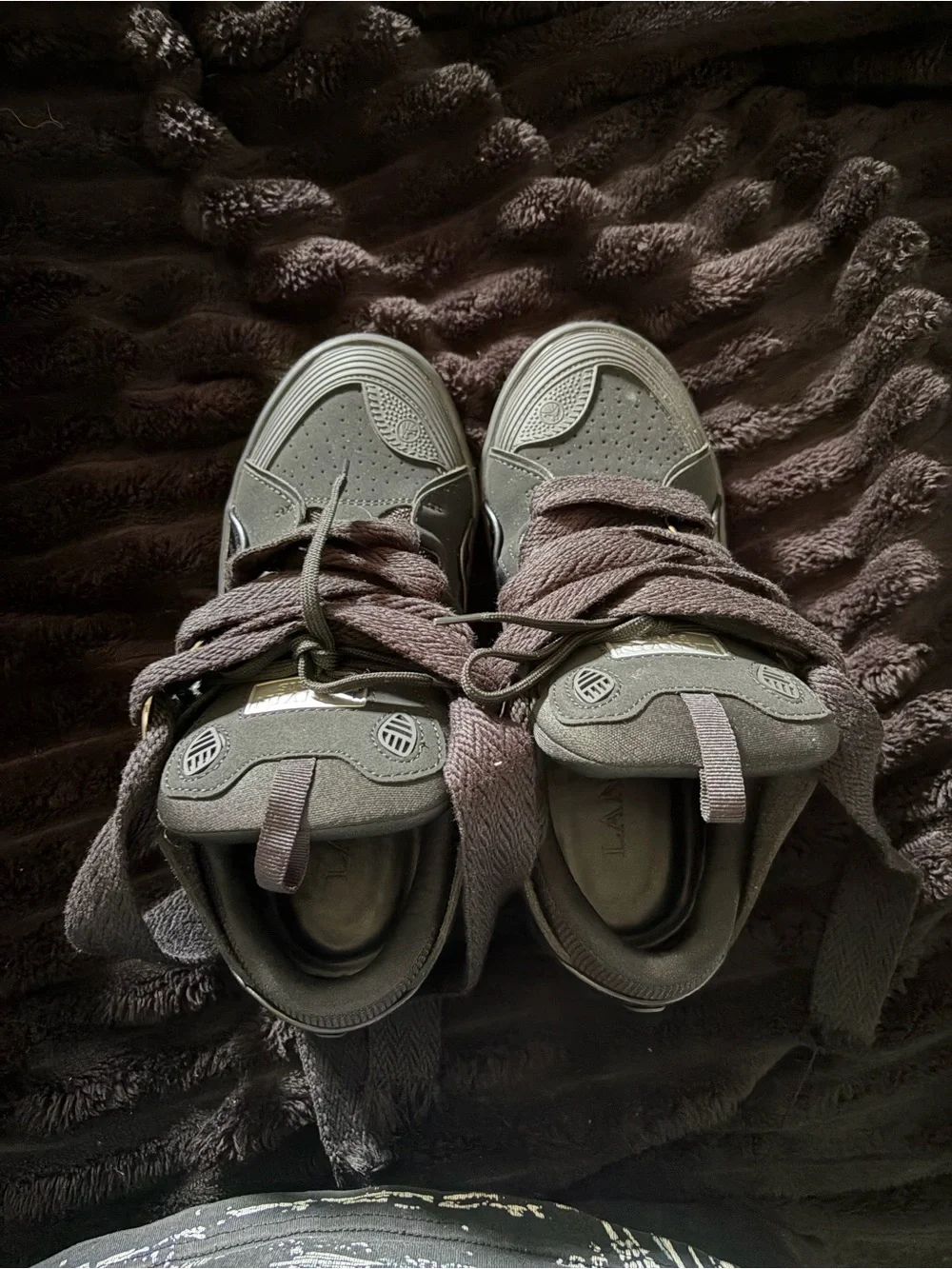 Lanvin Kids Dark Gray High-Top Sneakers with Metallic Logo